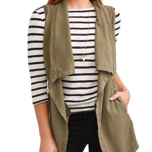 Reitmans Jackets & Blazers - Reitmans Drape Front Khaki sleeveless vest